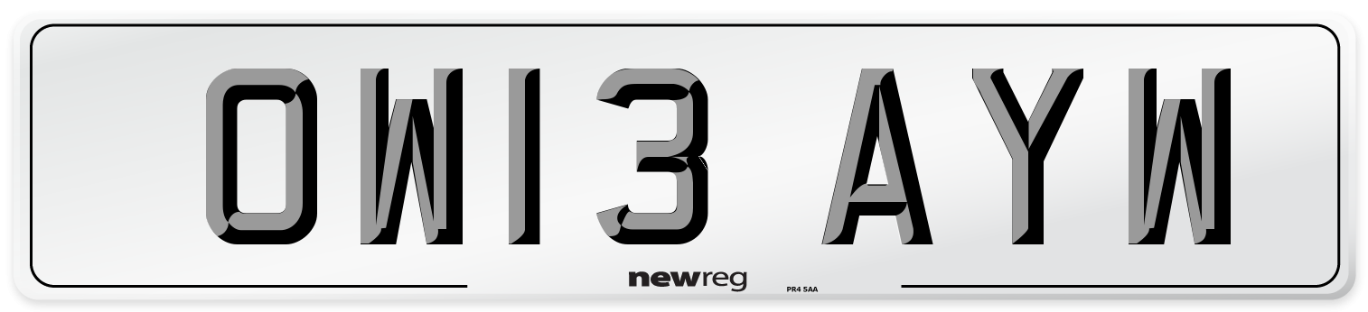 OW13 AYW Number Plate from New Reg